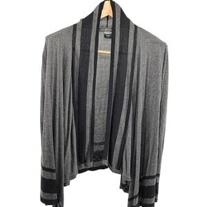 United‎ States Sweaters Cardigan Duster Gray Black Stripe Women's Size M Rayon
